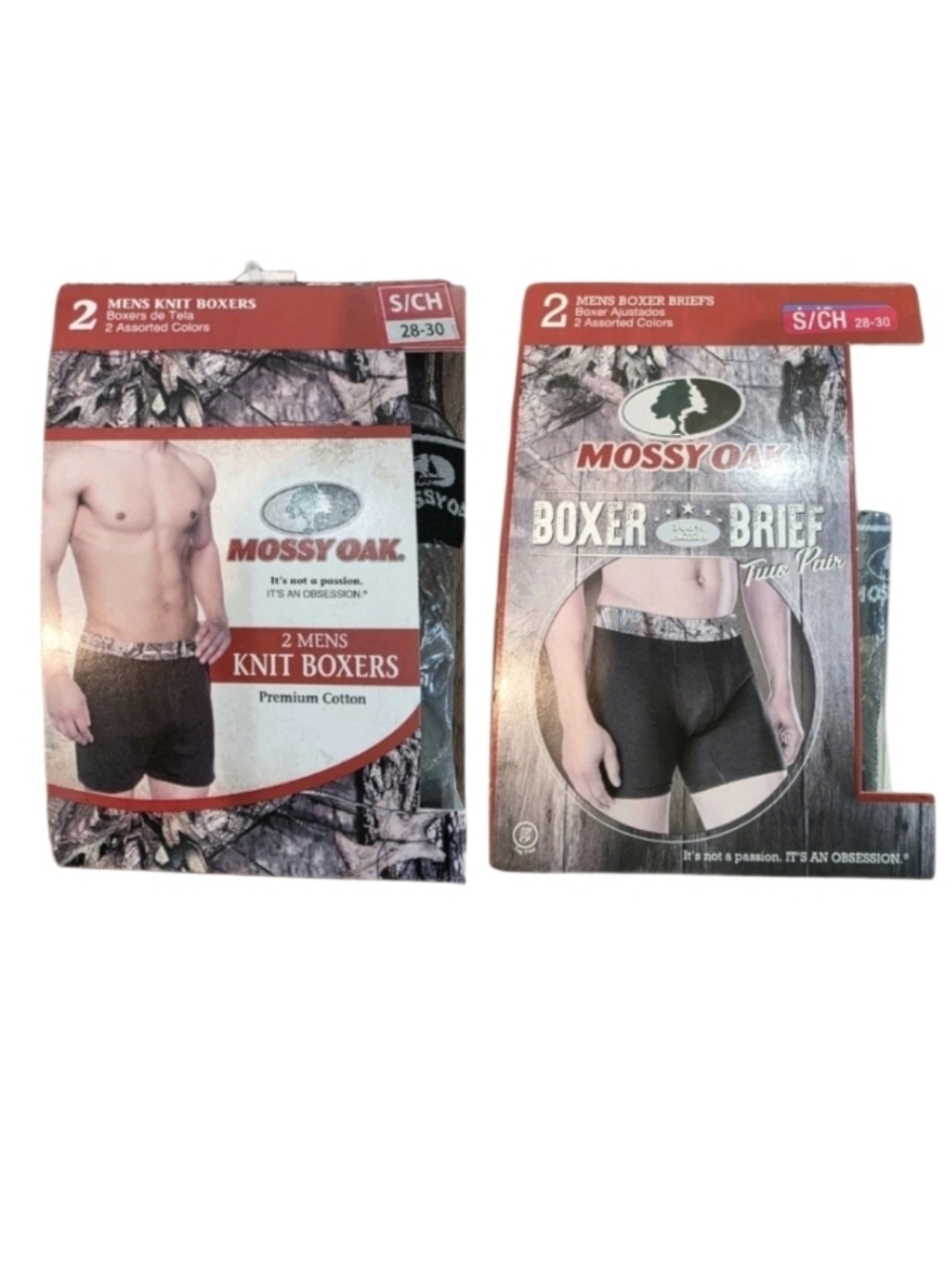 Mossy Oak Mens Boxer Briefs 2 Fitted 2 Loose Camouflage Black  Size Small NEW